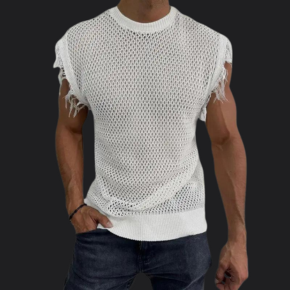 Edgy Fishnet Sleeveless Tee