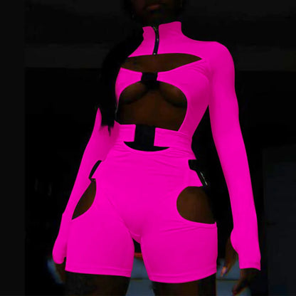 Neon Glow Cut Out Bodysuit