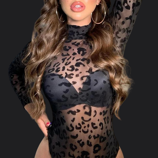 Leopard Print Mesh Bodysuit