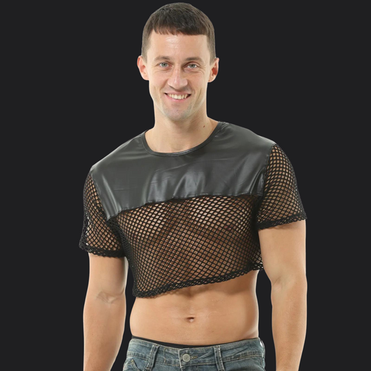 Men's Sheer Mesh Crop Top