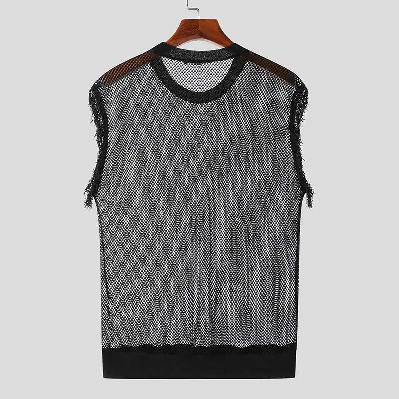 Edgy Fishnet Sleeveless Tee