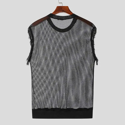 Edgy Fishnet Sleeveless Tee