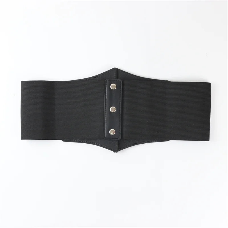 Riveting Black Faux-Leather Corset Belt