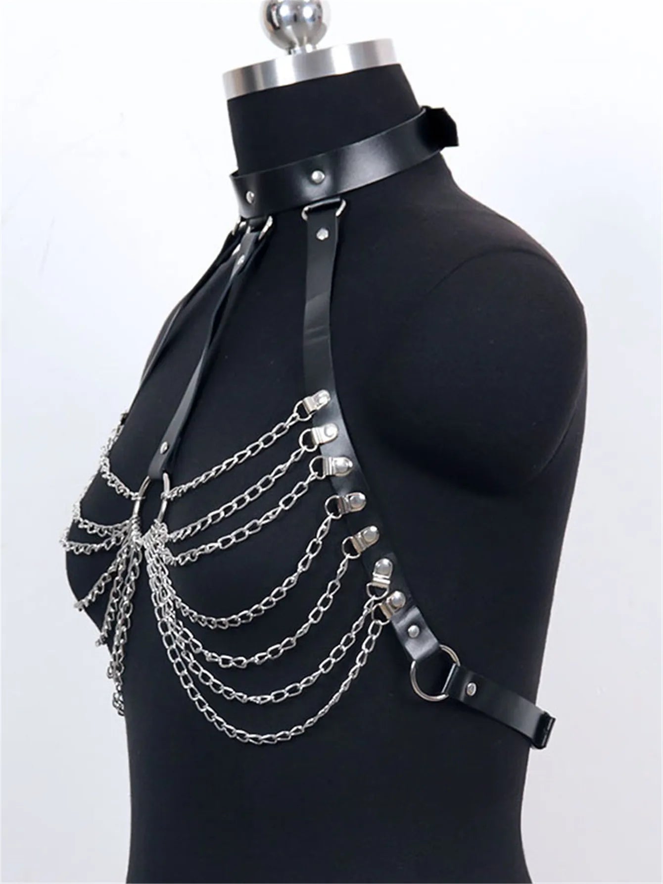 Chain-draped Leatherette Harness